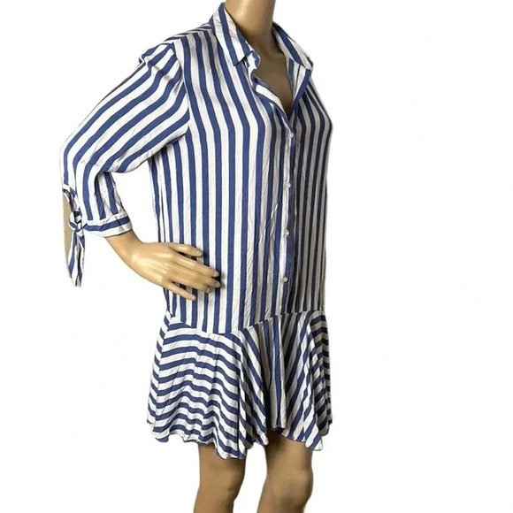 ONE CLOTHING. Dress,striped,drop waist,frill,peplum,bow,coastal,fun,EC - Picture 2 of 10